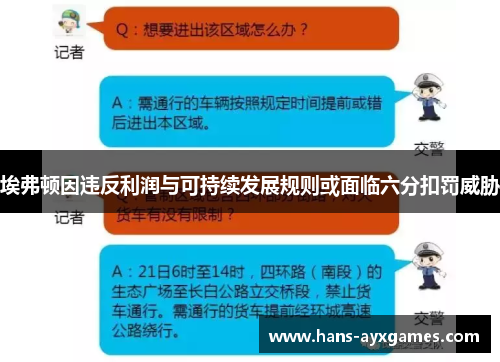 埃弗顿因违反利润与可持续发展规则或面临六分扣罚威胁 埃弗顿因违反利润与可持续发展规则或面临六分扣罚威胁